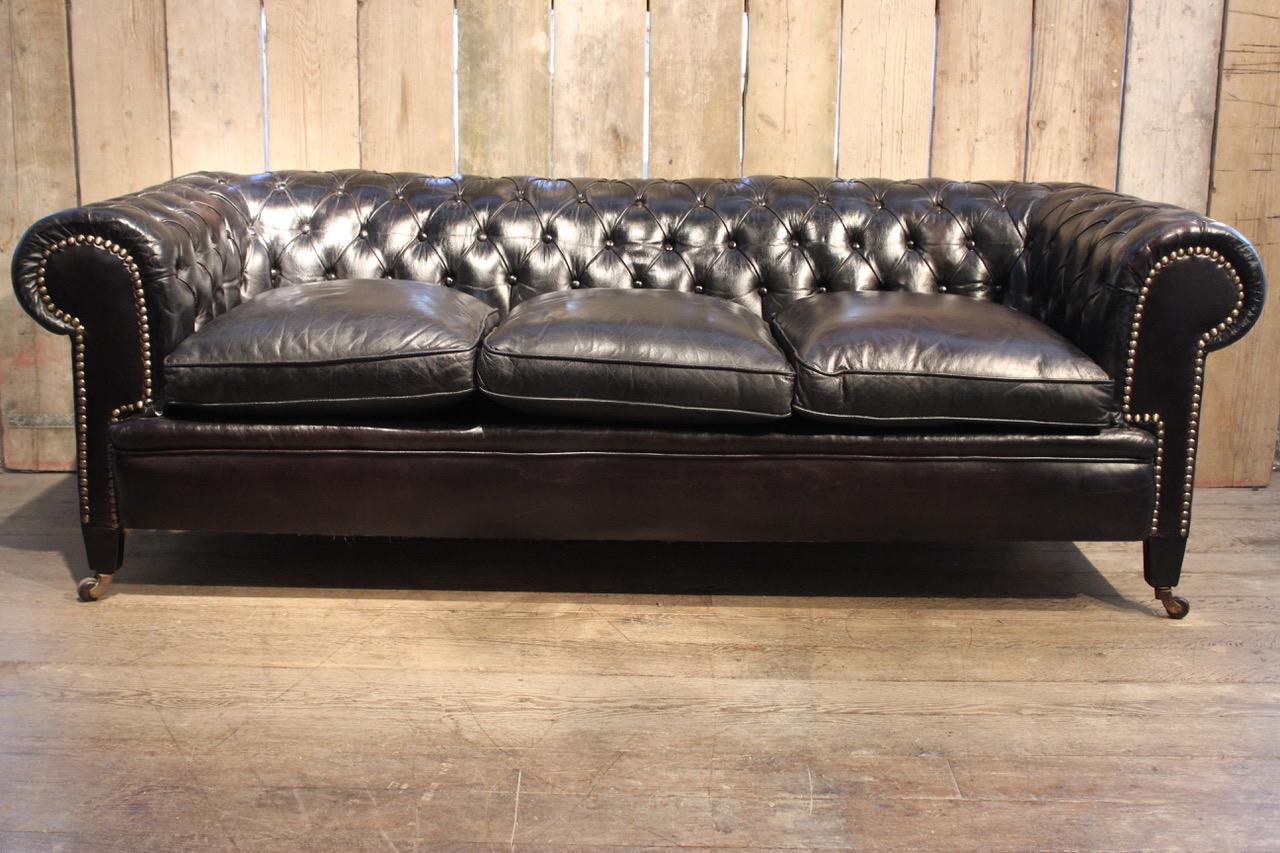 black leather chesterfield couch