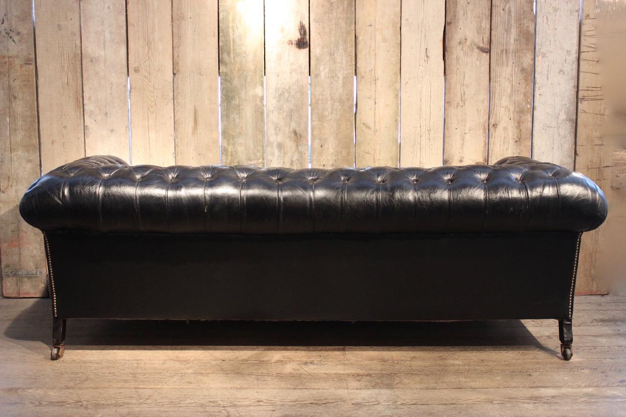 Black Leather Chesterfield Sofa 1