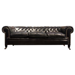 Black Leather Chesterfield Sofa