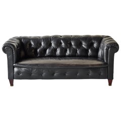 Black Leather Chesterfield Sofa