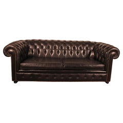 Used Black Leather Chesterfield Sofa