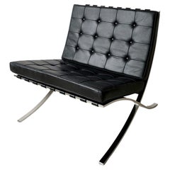 Retro Black Leather & Chrome Barcelona Lounge Chair by Mies van der Rohe for Knoll