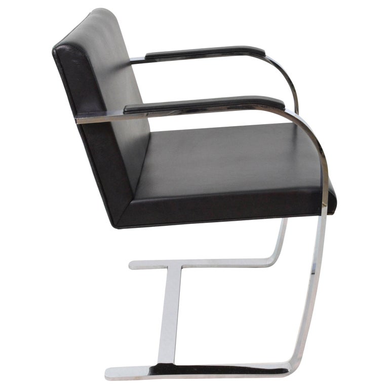 Black Leather ChromePlated Steel Chairs Brno Knoll Style, 1990s at 1stDibs