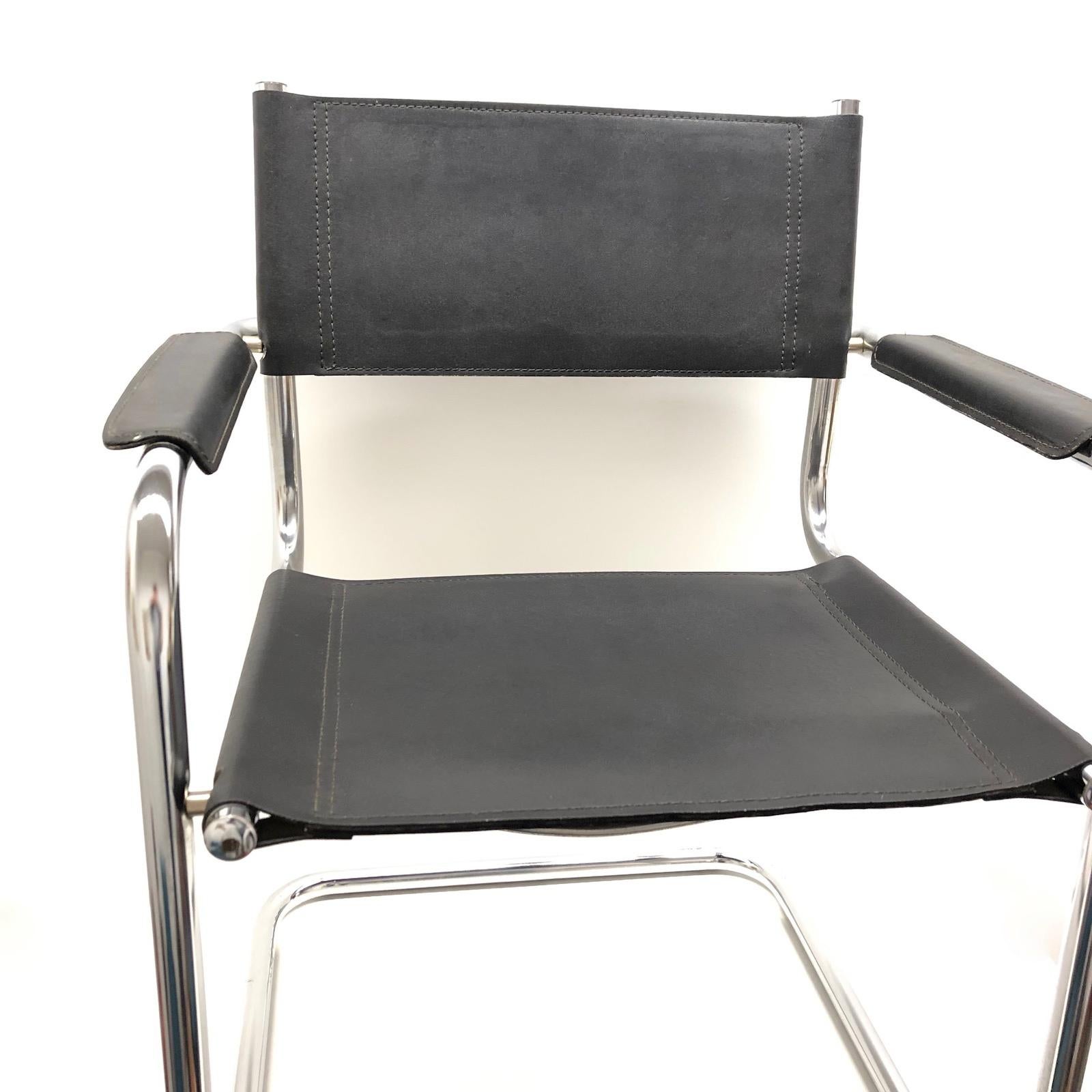 black leather and chrome chair