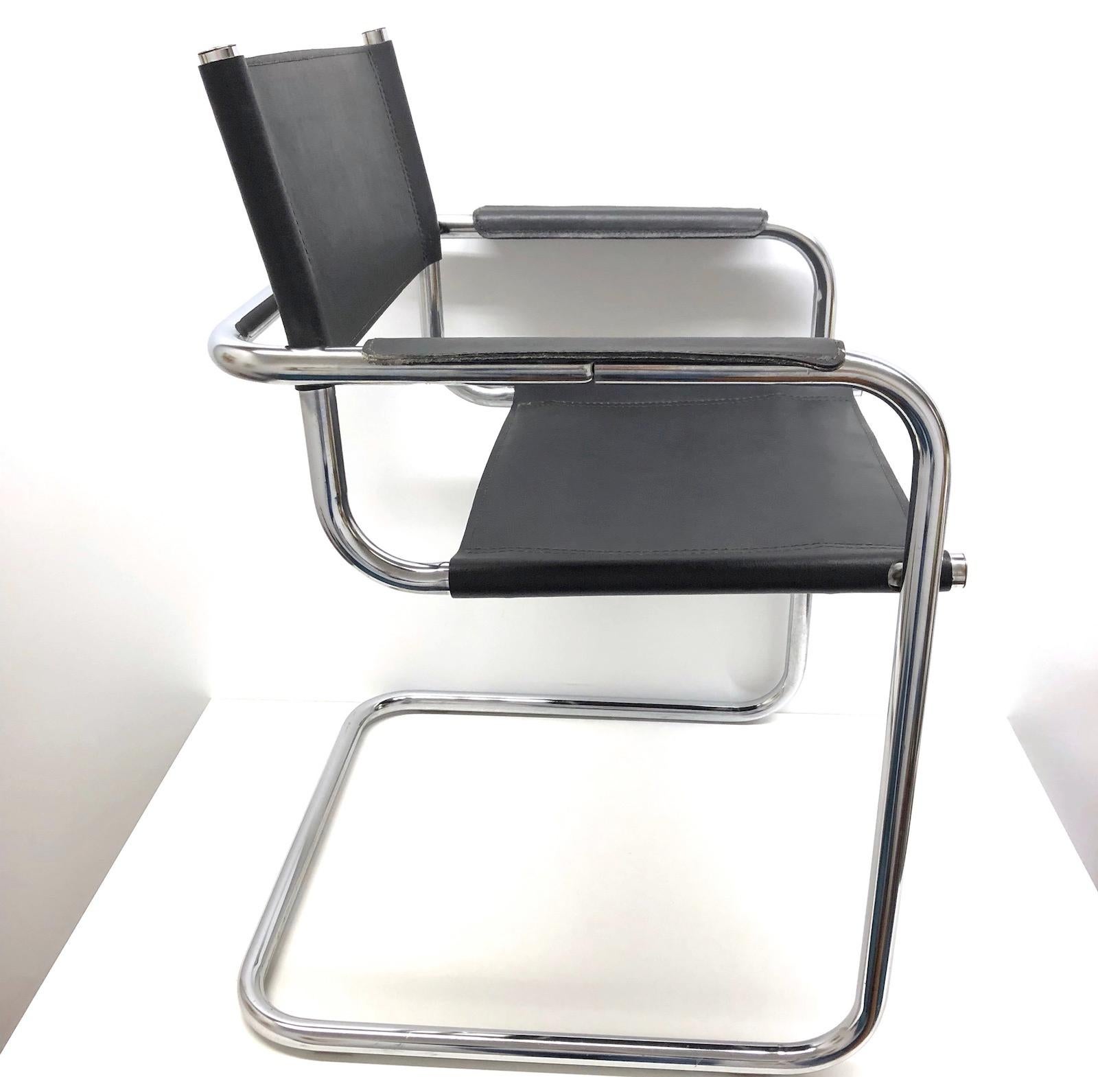 black leather chrome chair