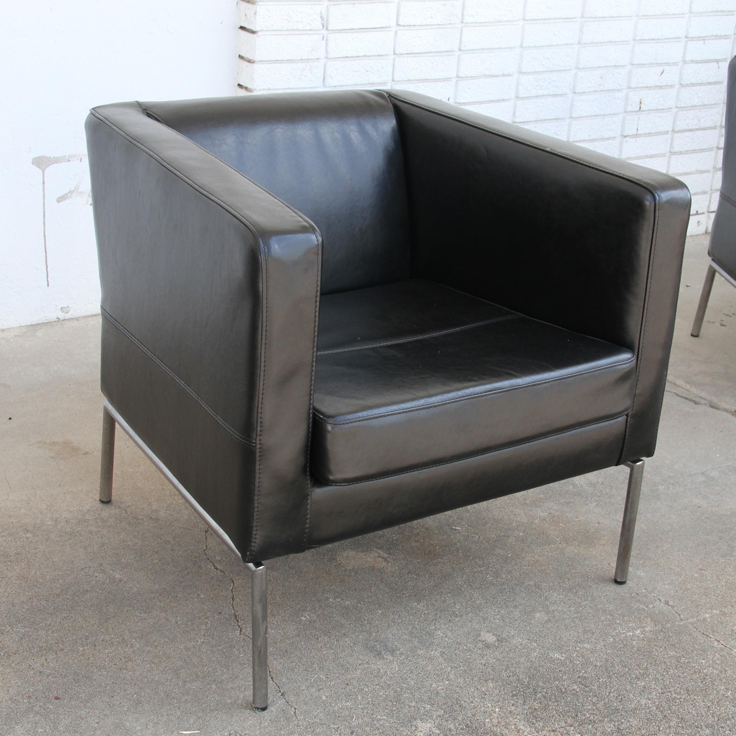 American Black leather club chairs For Sale
