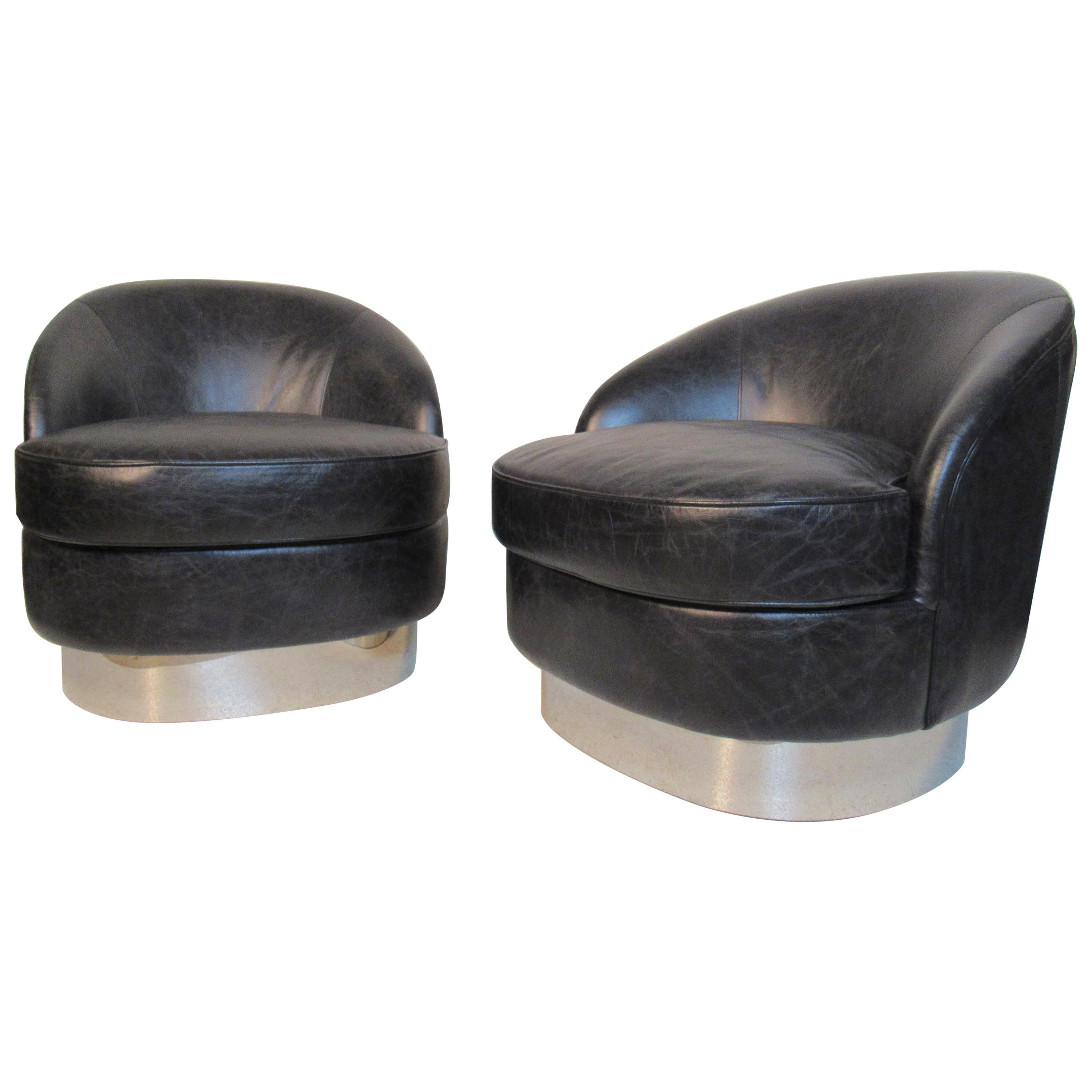 Black Leather Club Chairs