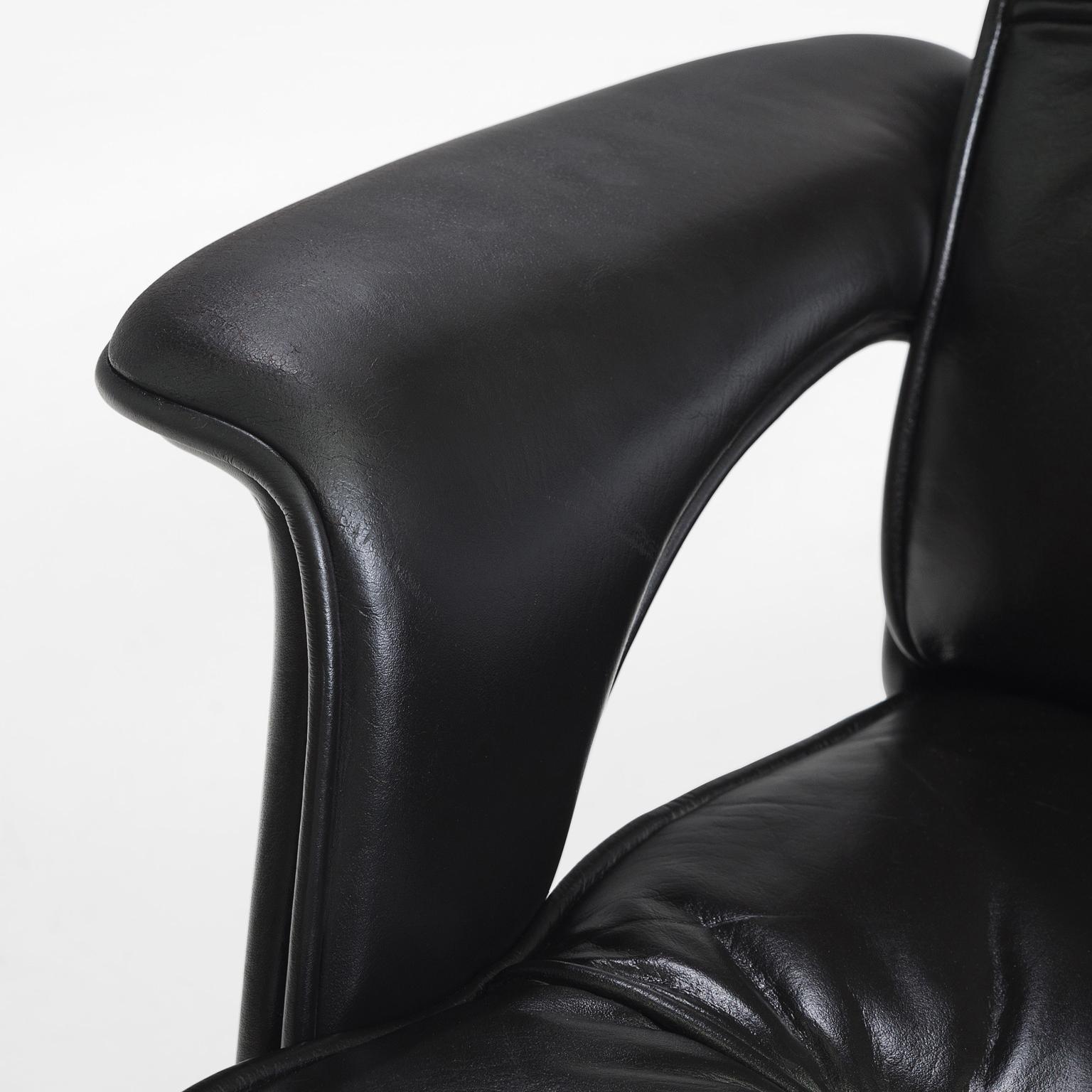 Post-Modern Black Leather Conference Chair  For Sale