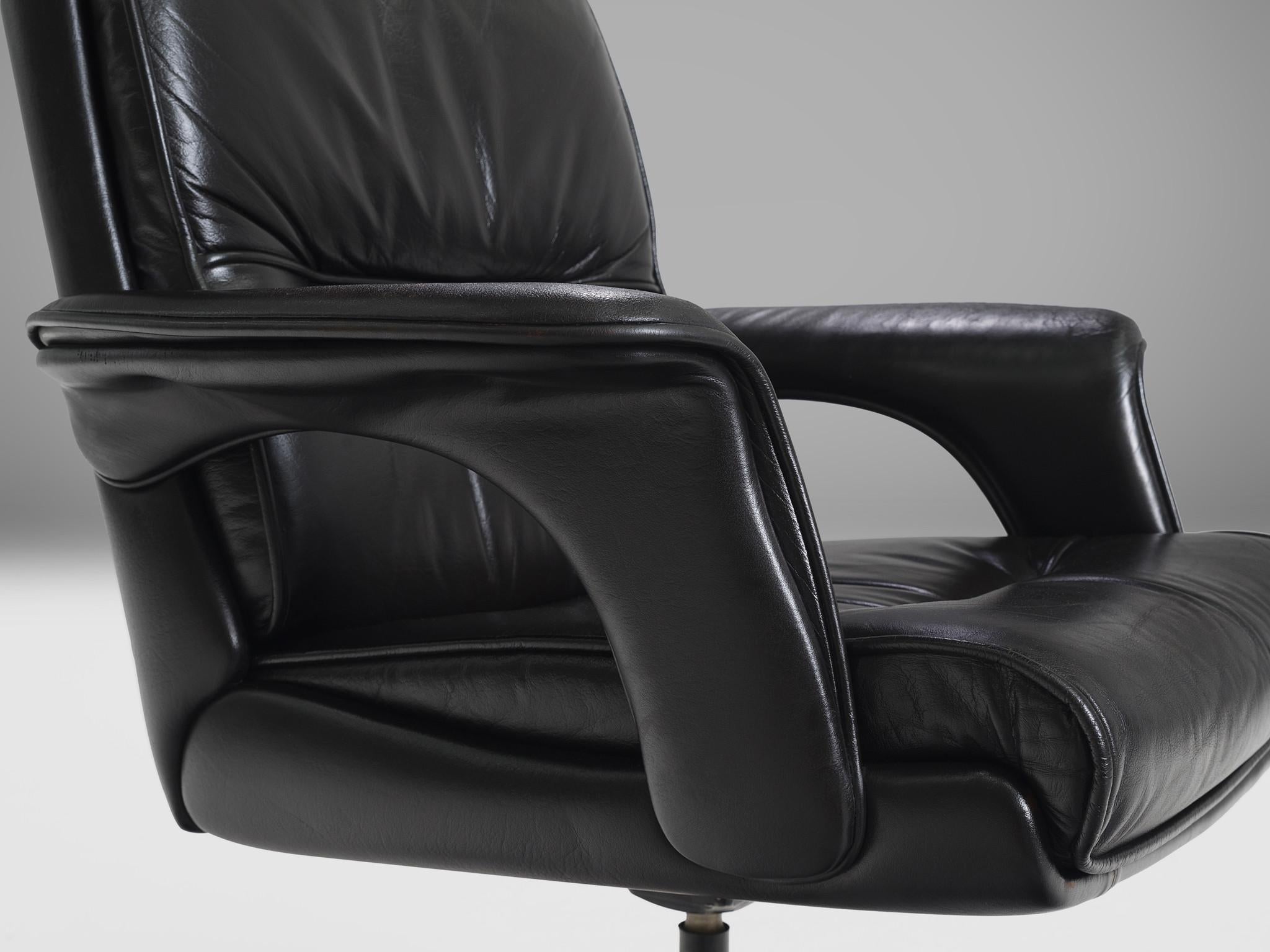 Post-Modern Black Leather Conference Chair For Sale