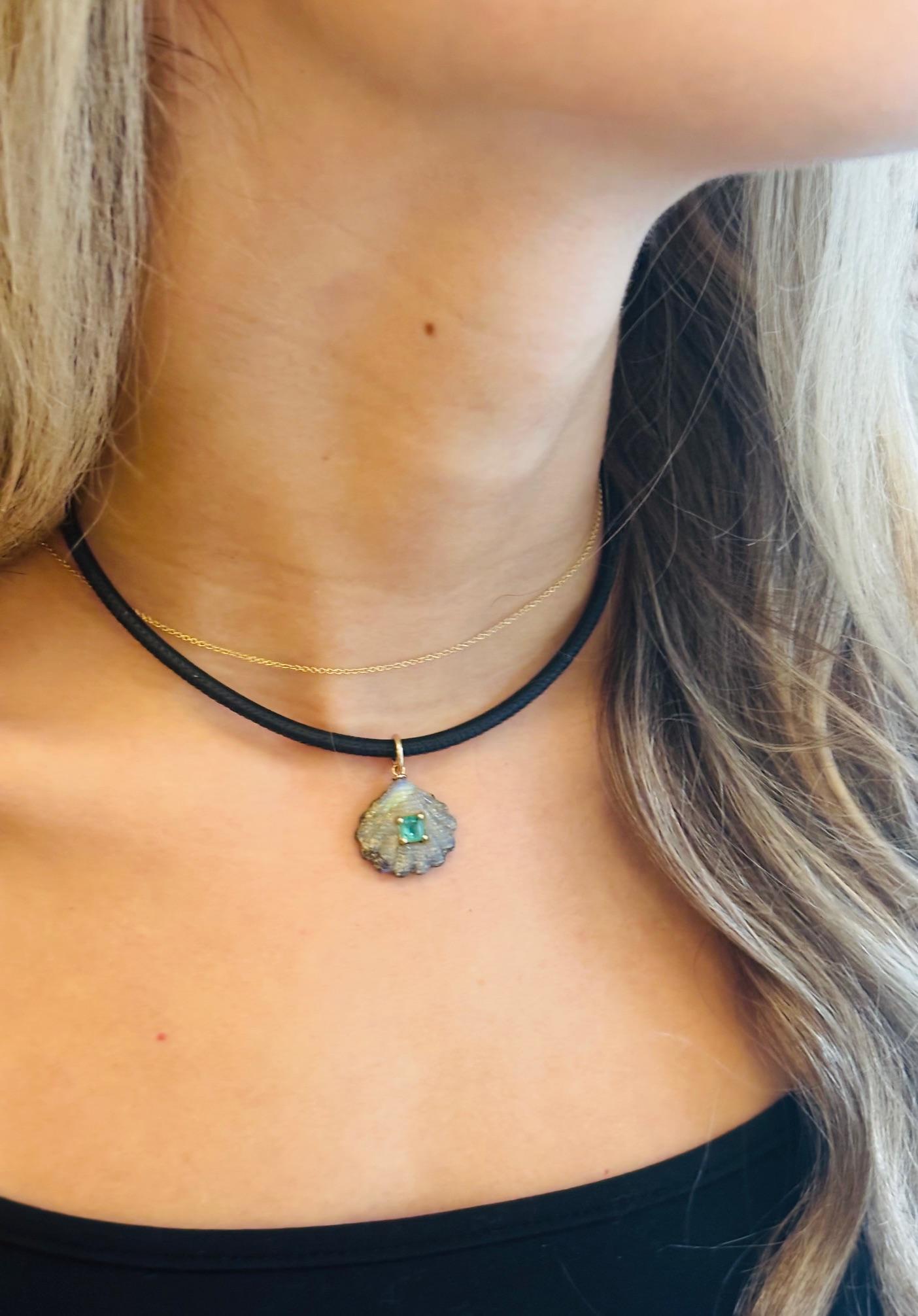 Women's or Men's BLACK LEATHER CORD NECKLA CE with 14K GOLD, 14-16