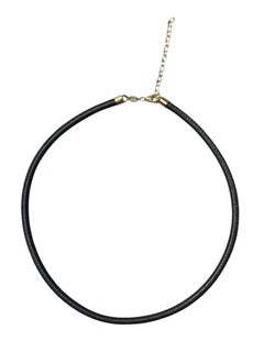 BLACK LEATHER CORD NECKLA CE mit 14K GOLD, 14-16"