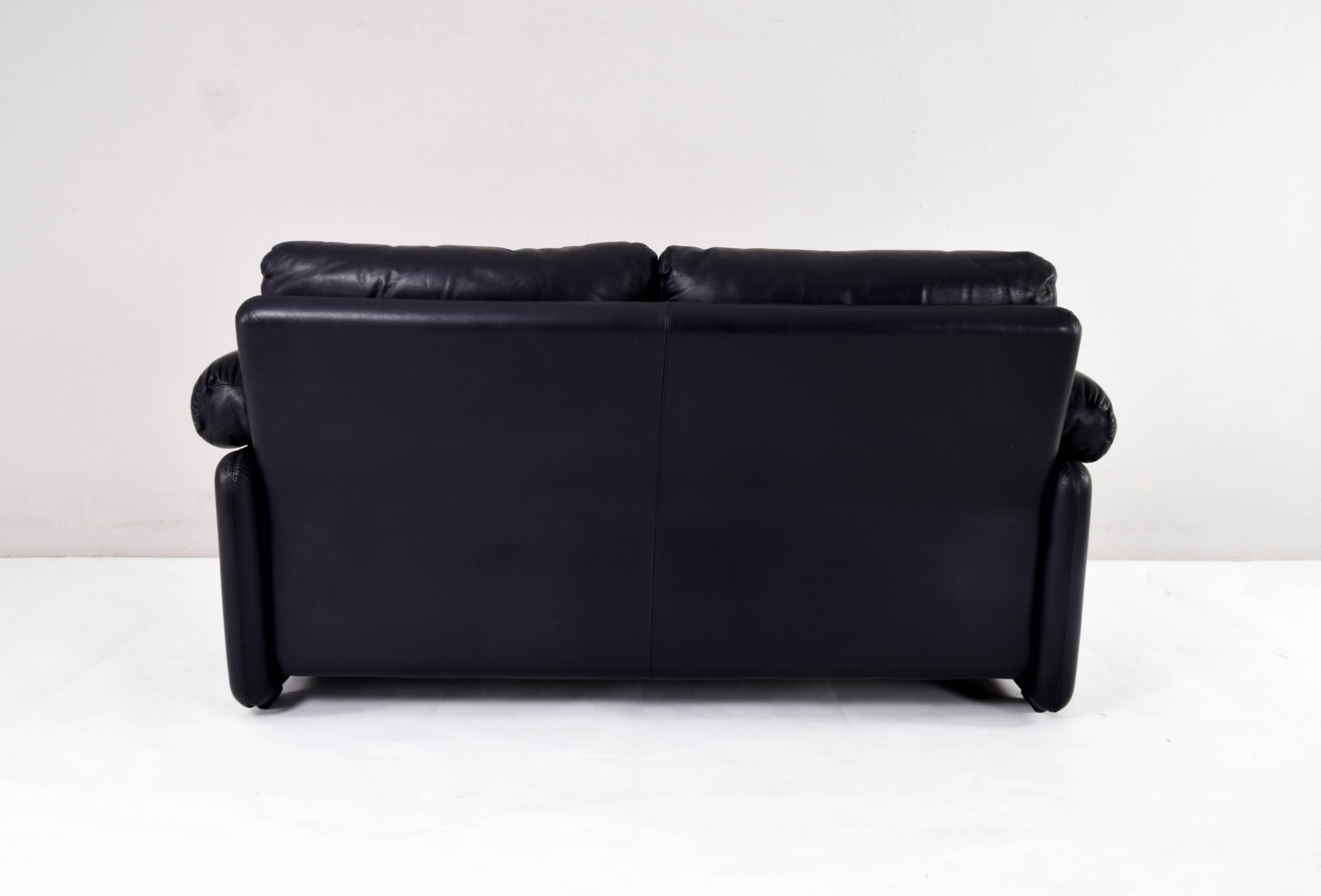 Black Leather Coronado Sofa by Tobia & Scarpa for B&B, Italy, 1970s 6