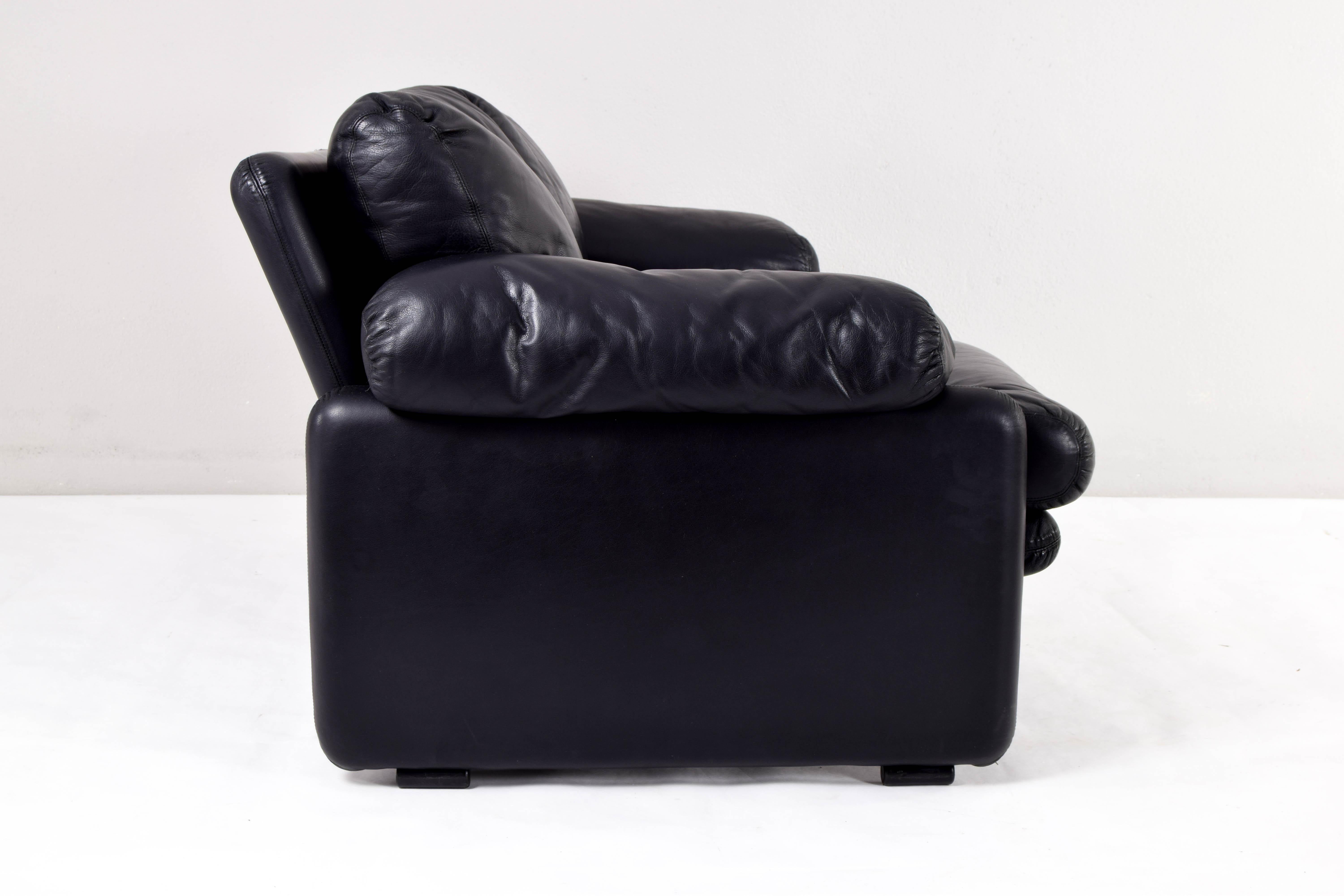 Black Leather Coronado Sofa by Tobia & Scarpa for B&B, Italy, 1970s 2
