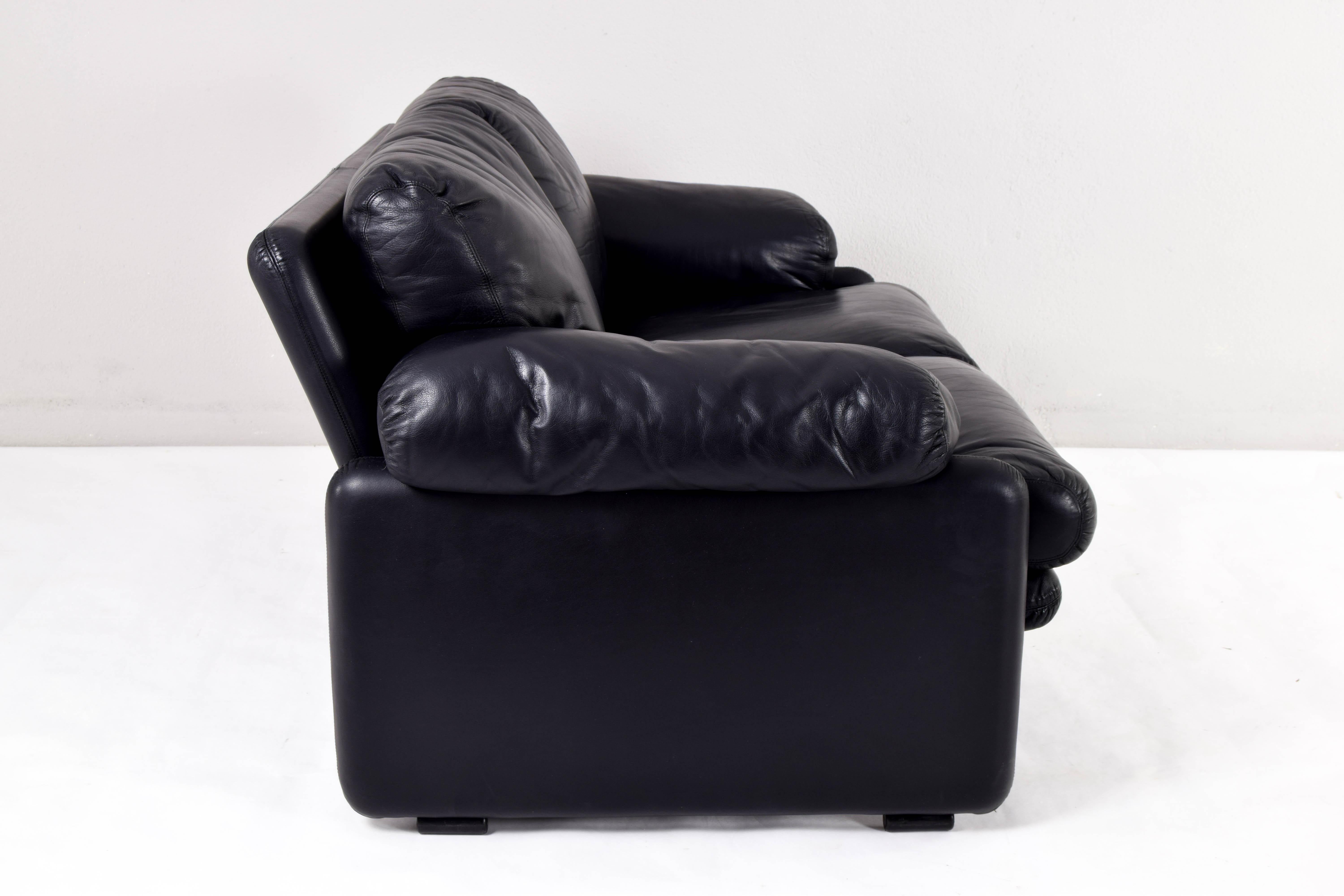 Black Leather Coronado Sofa by Tobia & Scarpa for B&B, Italy, 1970s 3