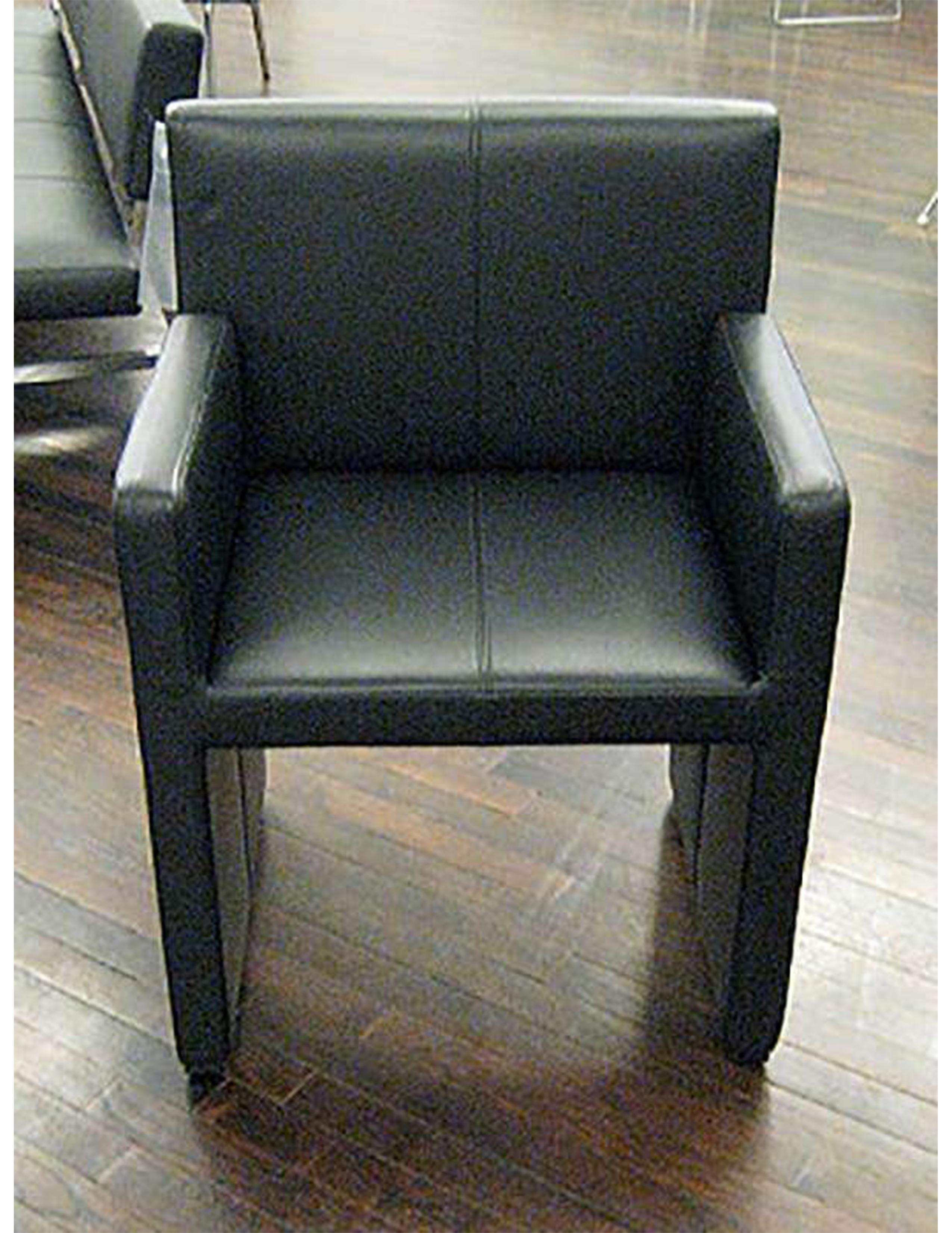 Wittmann Black Leather Corso Armchair In Excellent Condition In New York, NY