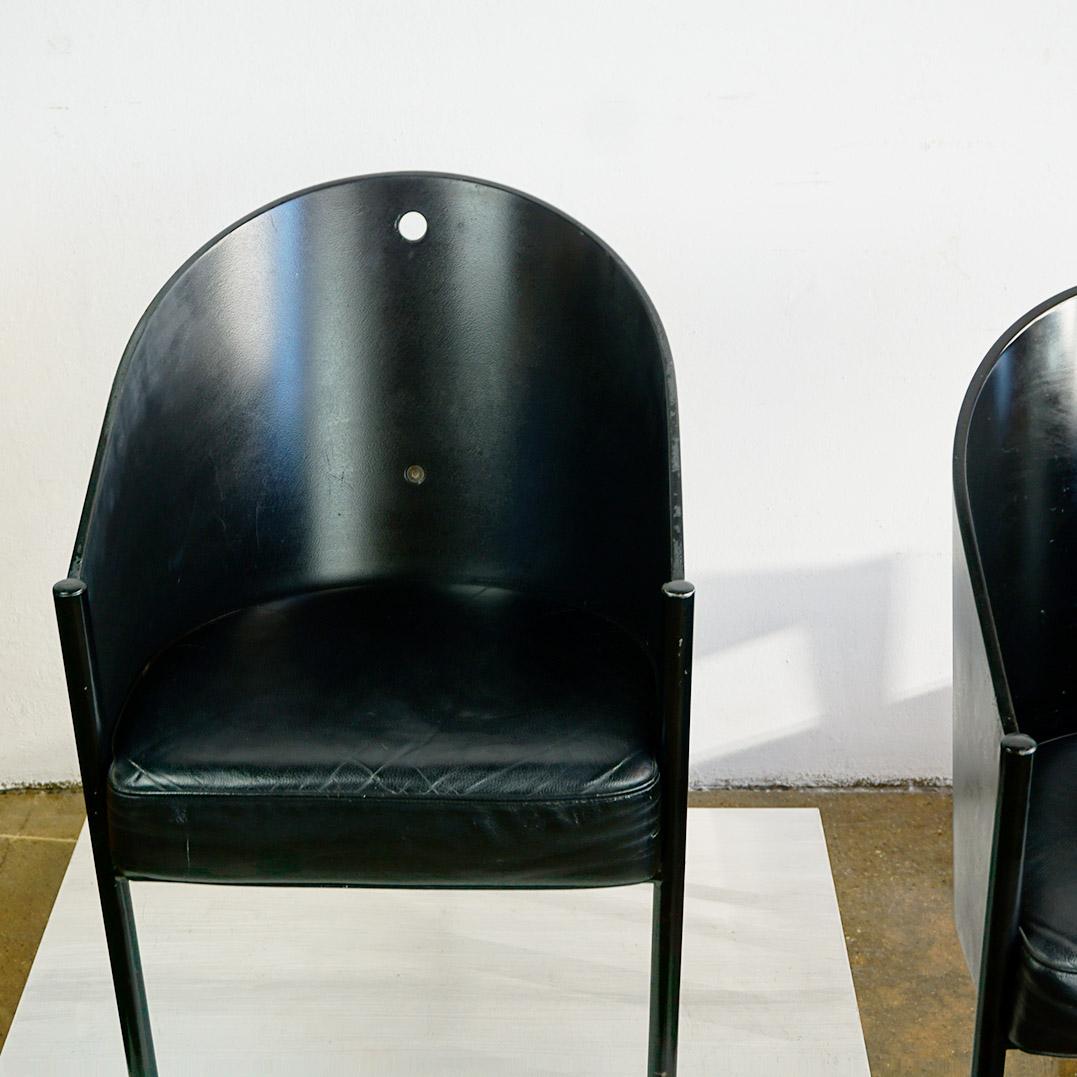 This Iconic three-legged chair was designed in 1983 by Phillippe Starck for the Cafe Costes in Paris and manufactured by Driade Aleph. The Costes chair has become one of the most iconic designs of the 1980s.
This Pair of vintage Costes Chairs