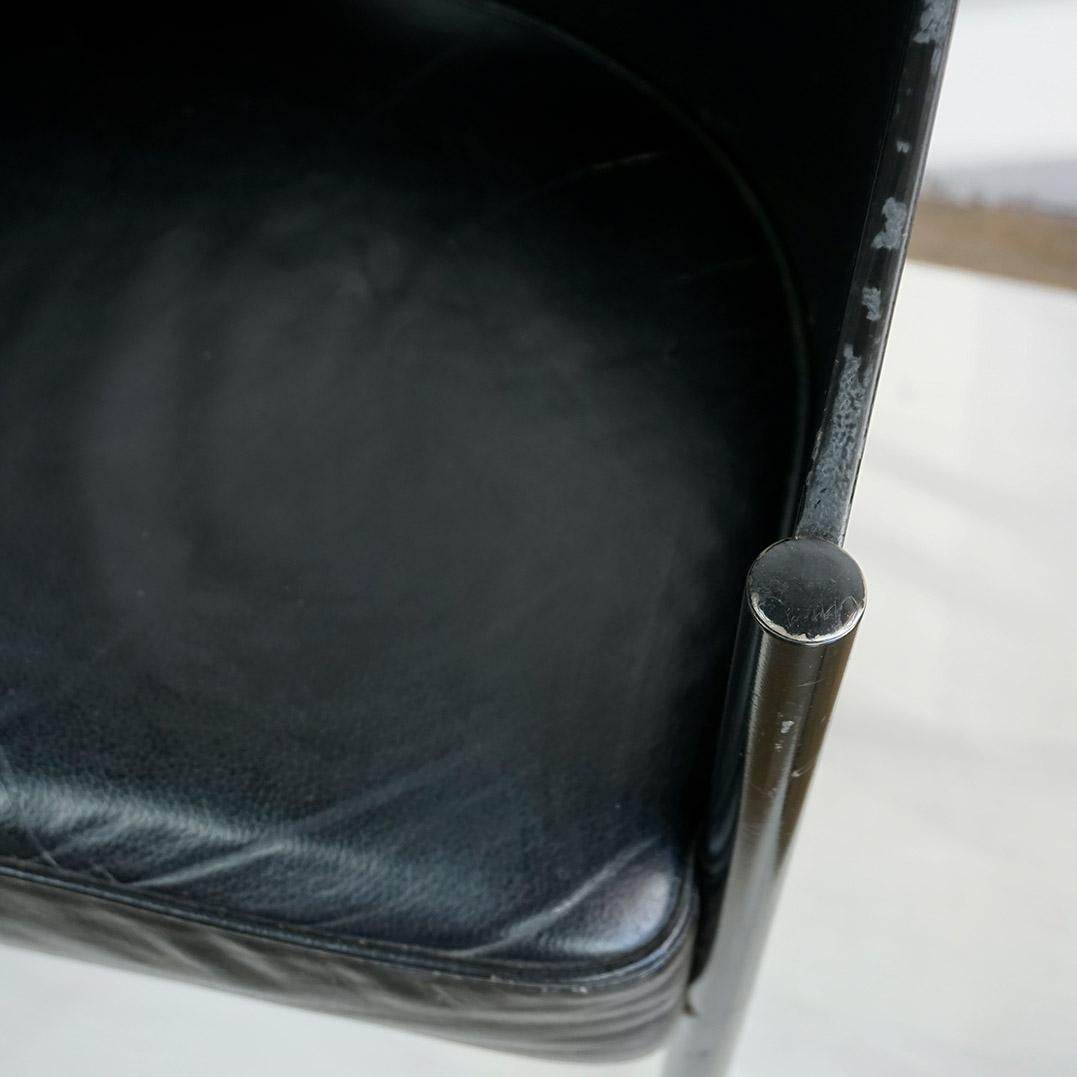 Post-Modern Black Leather Costes Chairs by Philippe Starck For Sale