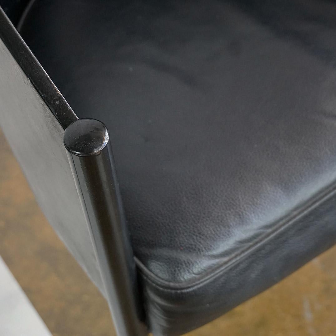 Lacquered Black Leather Costes Chairs by Philippe Starck For Sale