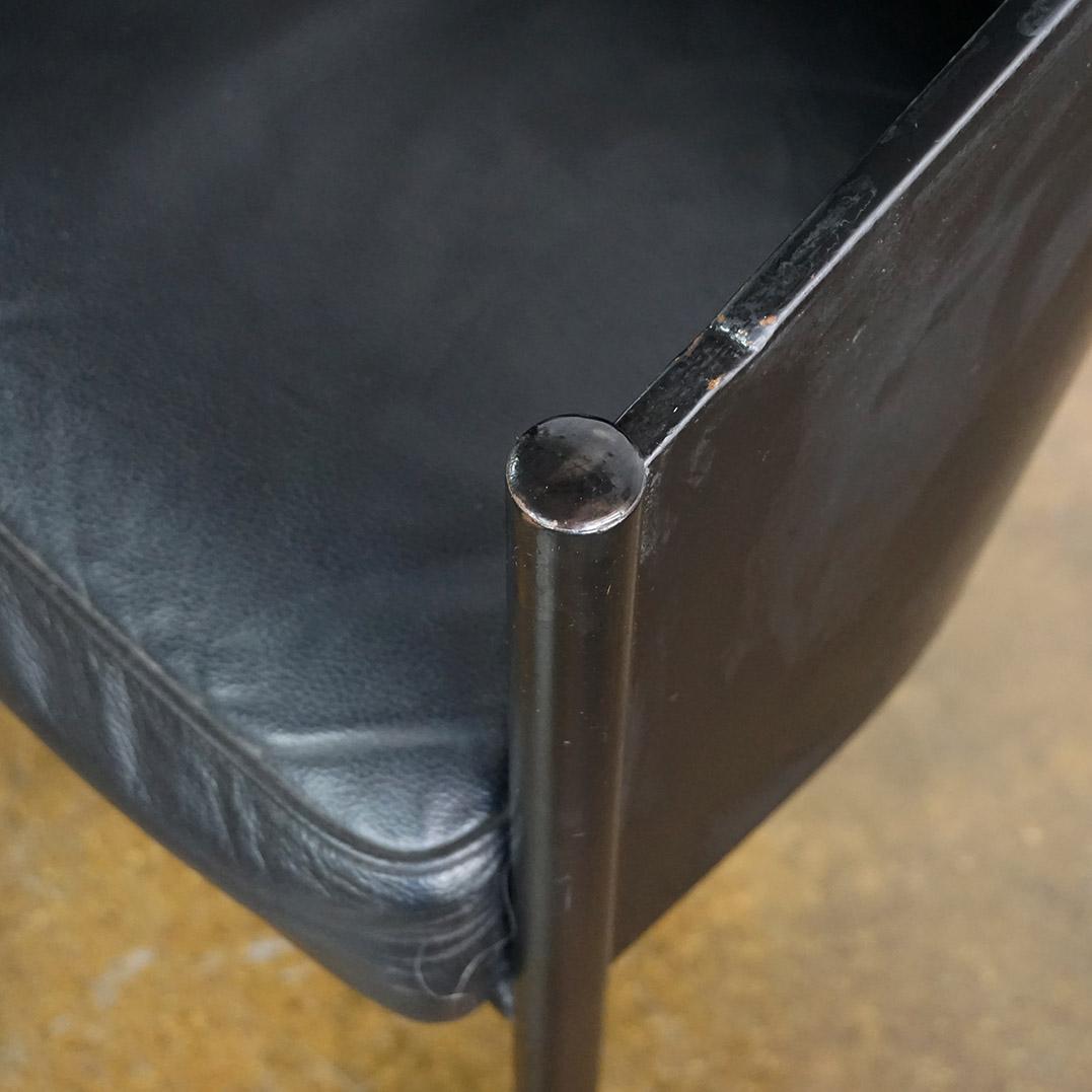 Black Leather Costes Chairs by Philippe Starck In Good Condition For Sale In Vienna, AT