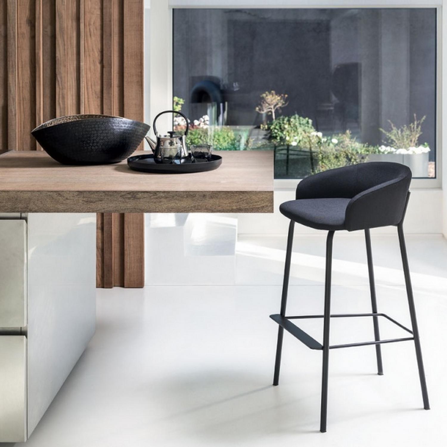 Contemporary In Stock in Los Angeles, Black Leather Counter Stool by Marco Zito