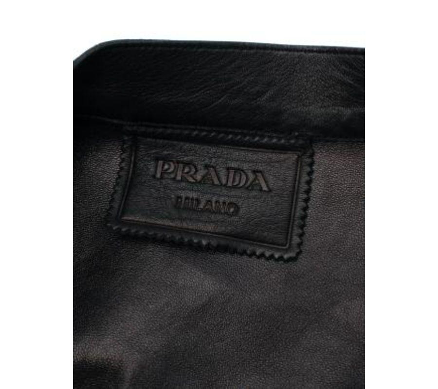 Prada Black Leather Cropped Biker Jacket - S For Sale 3