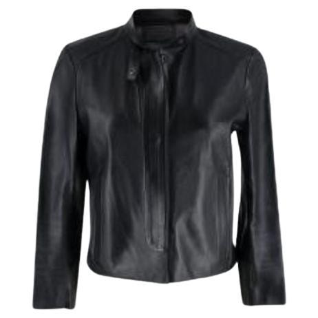 Prada Black Leather Cropped Biker Jacket - S For Sale