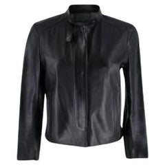 Prada Black Leather Cropped Biker Jacket - S