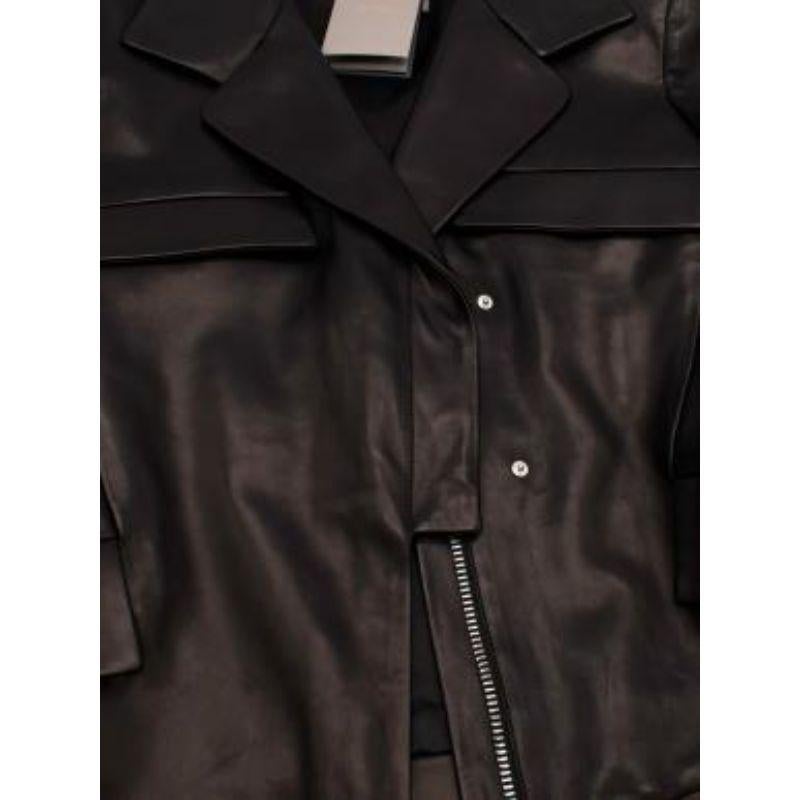 Women's Black Leather Cropped Blazer For Sale