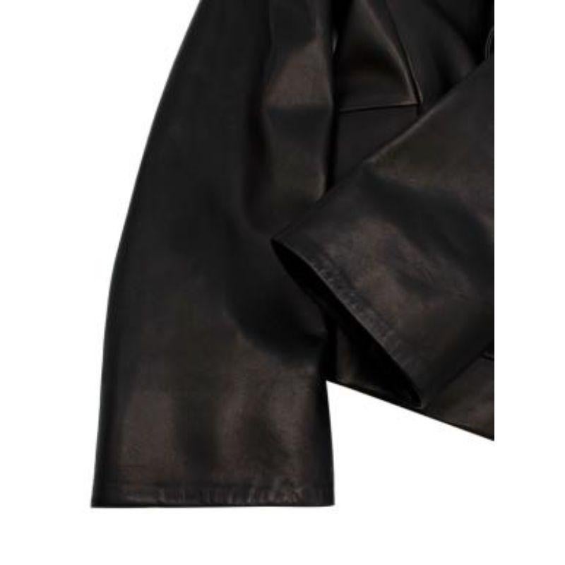 Black Leather Cropped Blazer For Sale 1