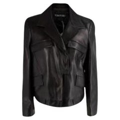 Black Leather Cropped Blazer