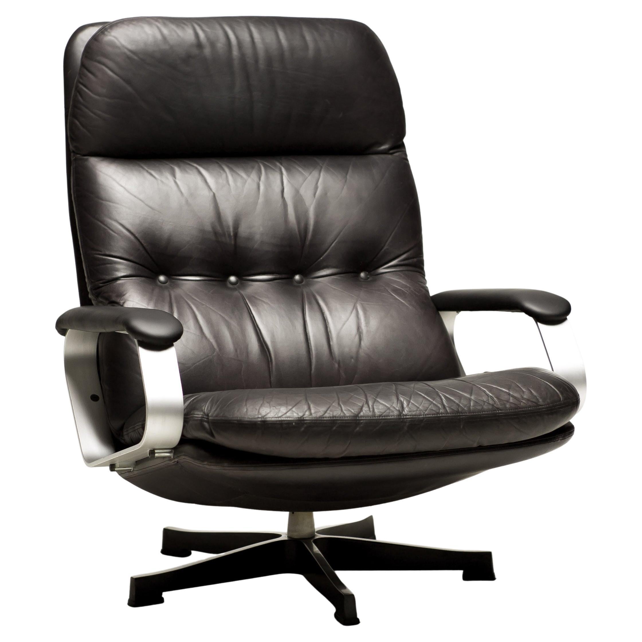 Black Leather Danish Lounge Chair For Sale at 1stDibs
