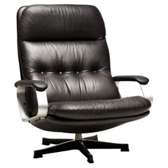 Vintage Black Leather Danish Lounge Chair