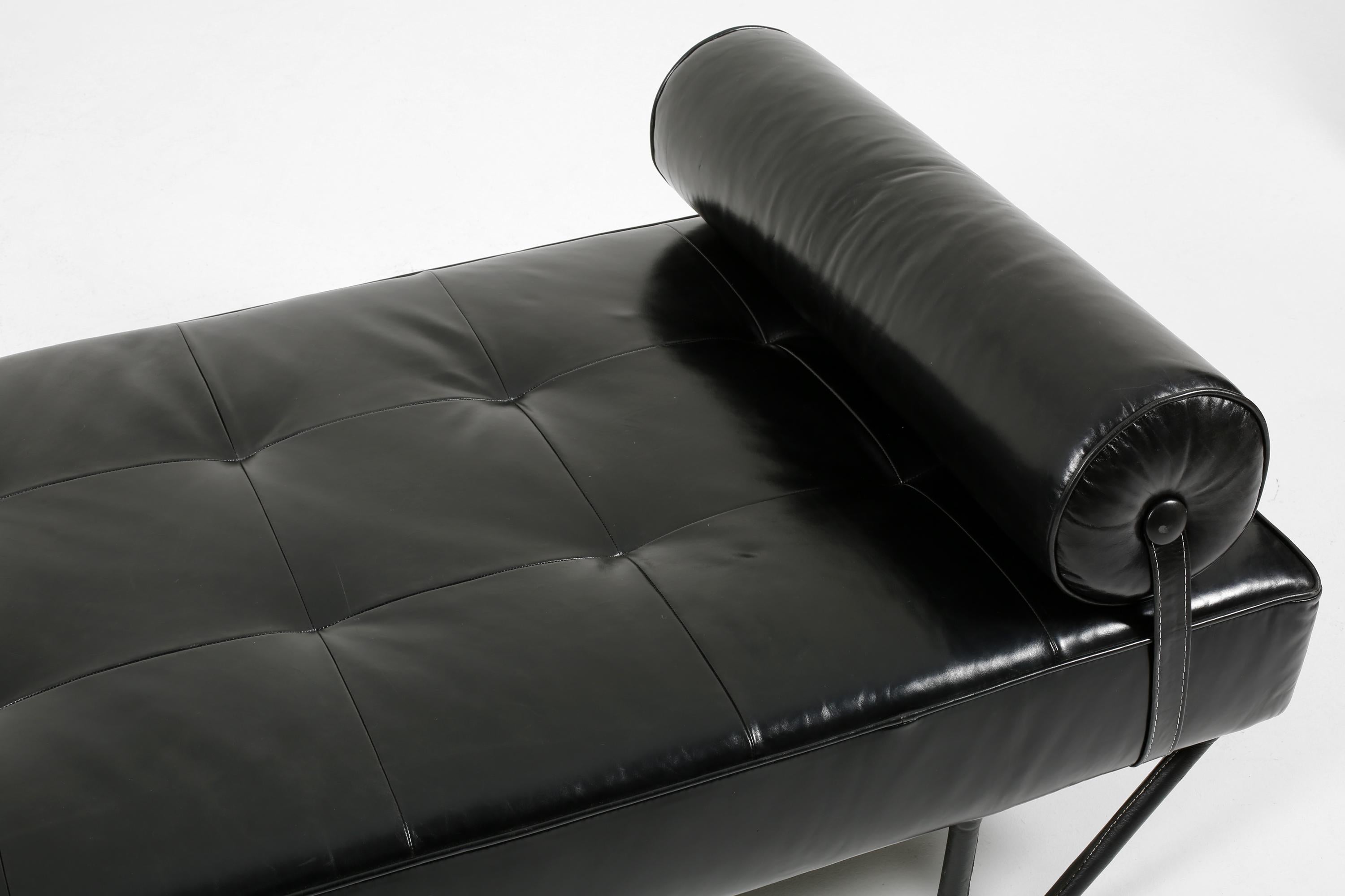 Black Leather Daybed by Jacques Adnet In Good Condition In London, GB