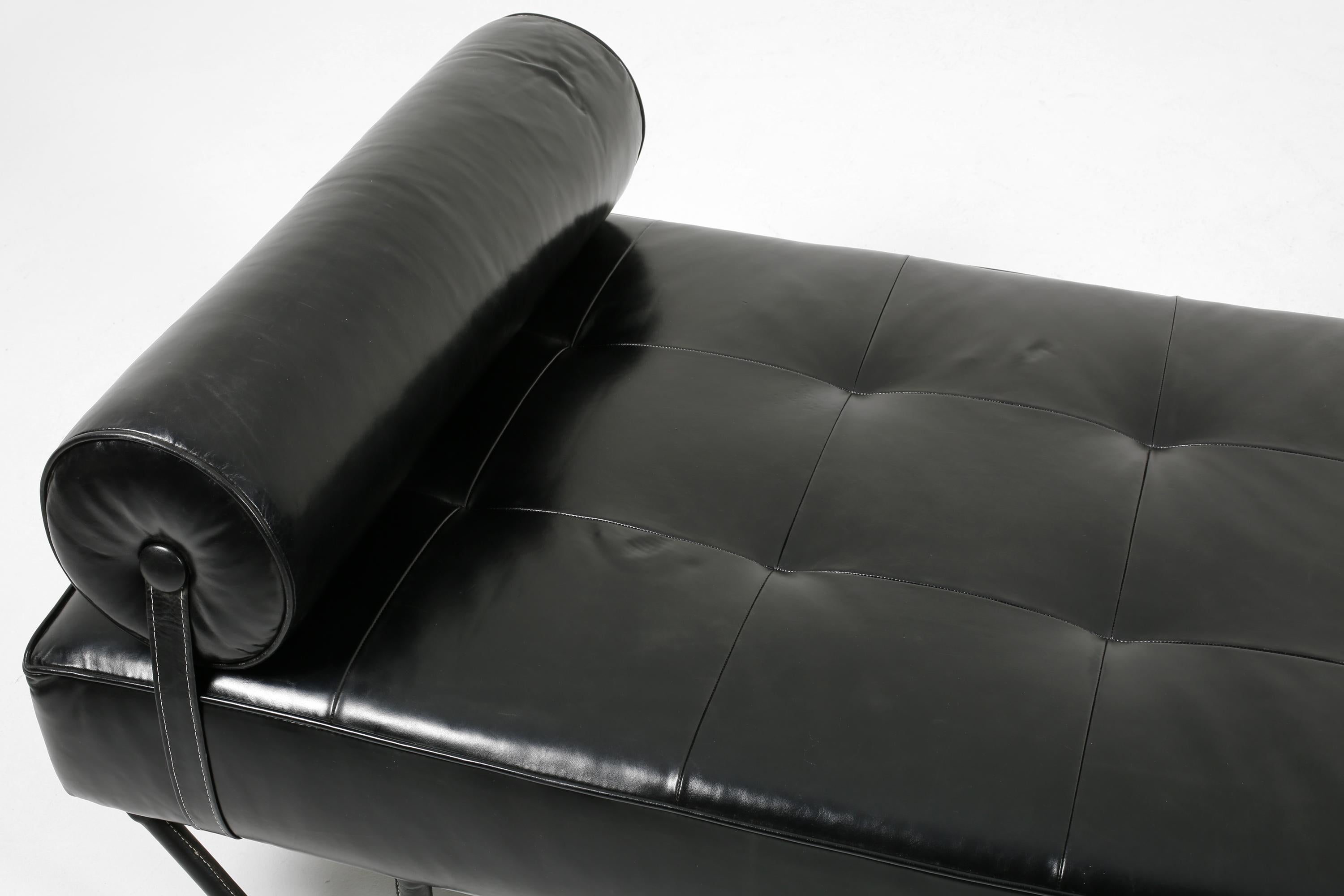 20th Century Black Leather Daybed by Jacques Adnet