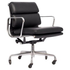 Black Leather Desk Chair by Eames for Herman Miller Aluminum Group