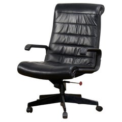 Vintage Black Leather Desk Chair by Richard Sapper for Knoll Inc/Knoll Intl, France 1992