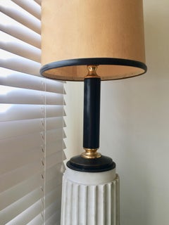 Lampe de bureau en cuir noir avec détails en laiton de Jacques Adnet, France, 1950