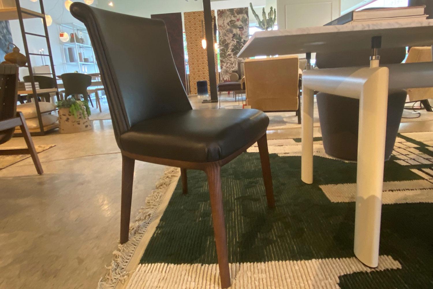 black leather dining chairs with wooden legs