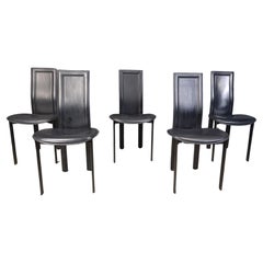 Sedie da pranzo in pelle nera di Cattelan Italia, anni '80 - set di 5