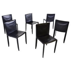 Black Leather Dining Chairs by Cattelan Italy, Set of 6, 1980s