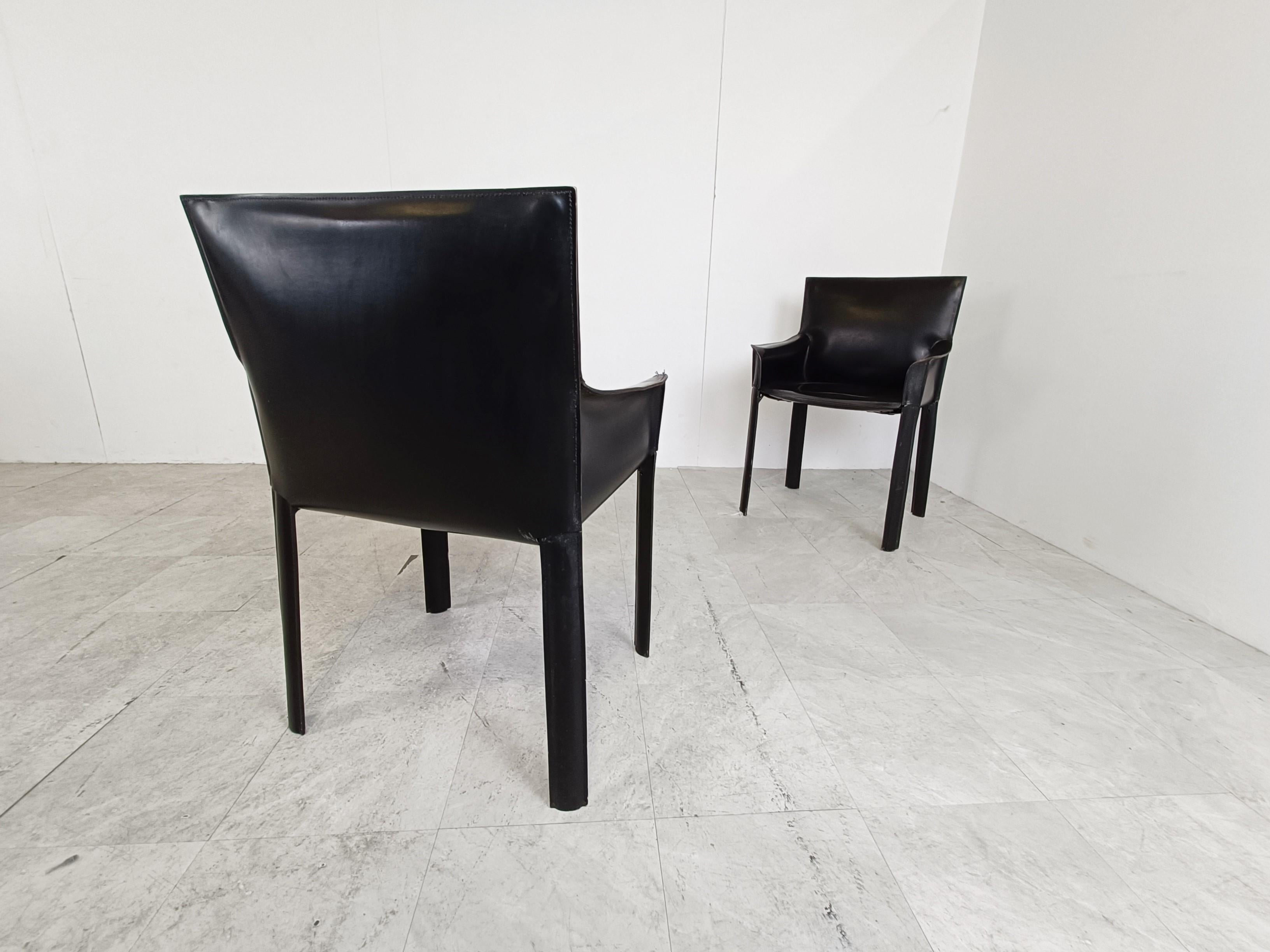 Black Leather Dining Chairs by De Couro Brazil, 1980s - Set of 8 5