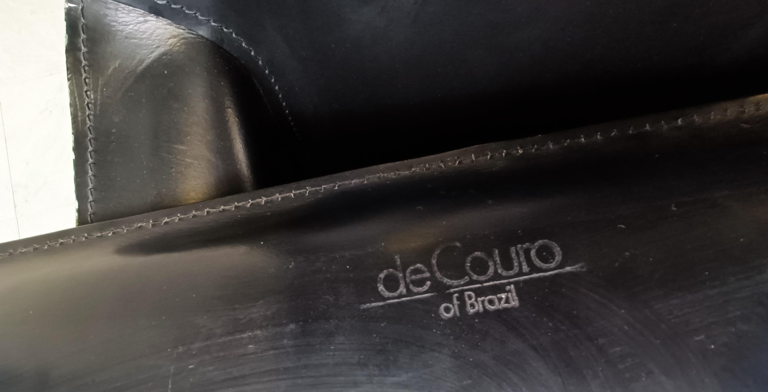 Black Leather Dining Chairs by De Couro Brazil, 1980s - Set of 8 3