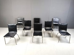 Black leather dining chairs by Fabiaan Van Severen, 1990s