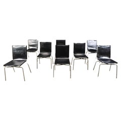 Black leather dining chairs by Fabiaan Van Severen, 1990s