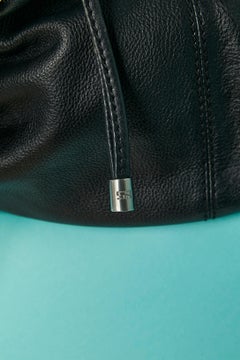 Black leather drawstrings bag with shoulder strap Sonia Rykiel
