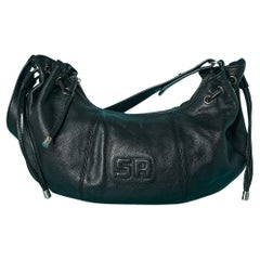 Black leather drawstrings bag with shoulder strap Sonia Rykiel 