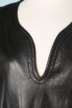 Black leather dress Pierre Cardin