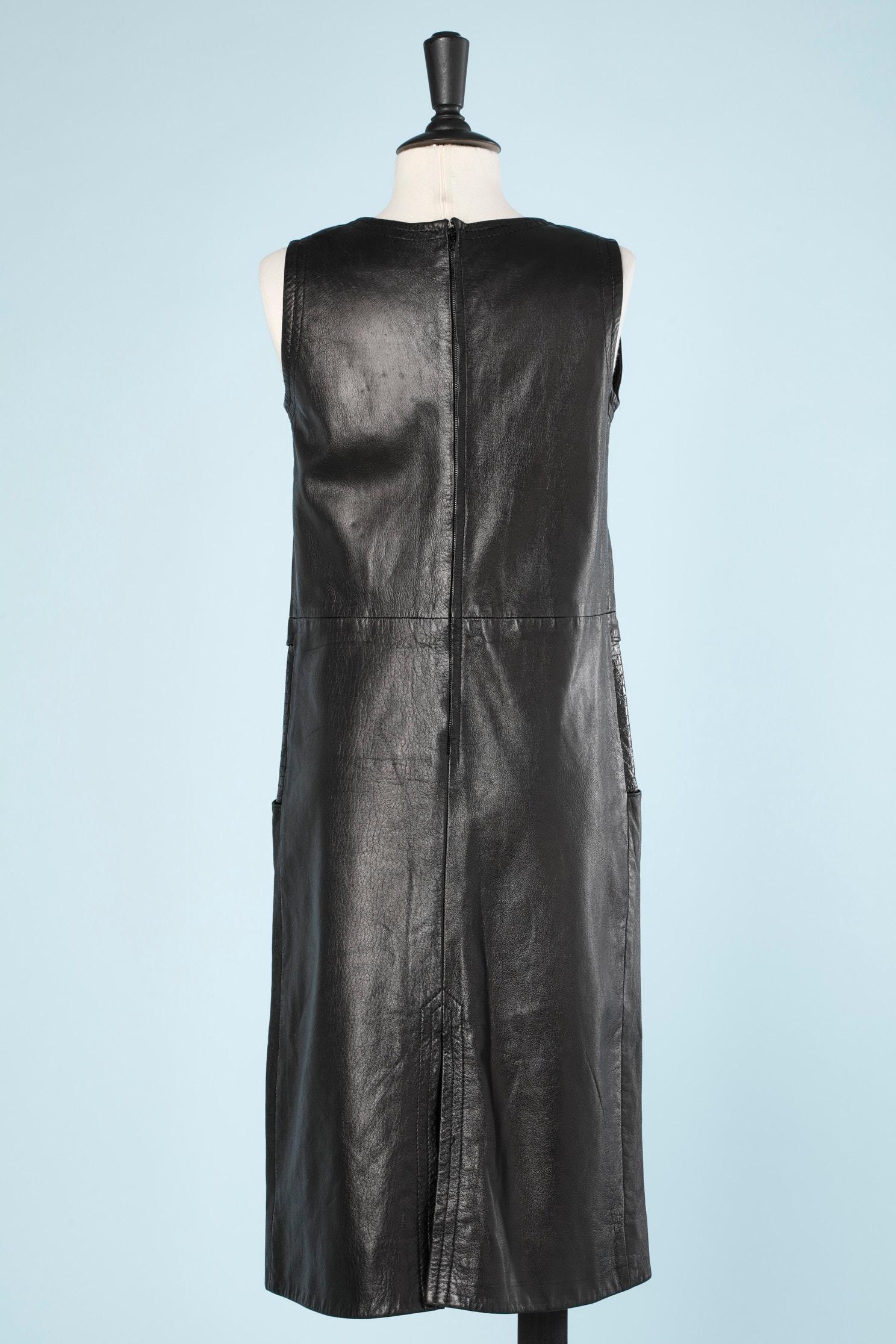 Black leather dress Pierre Cardin  For Sale 1