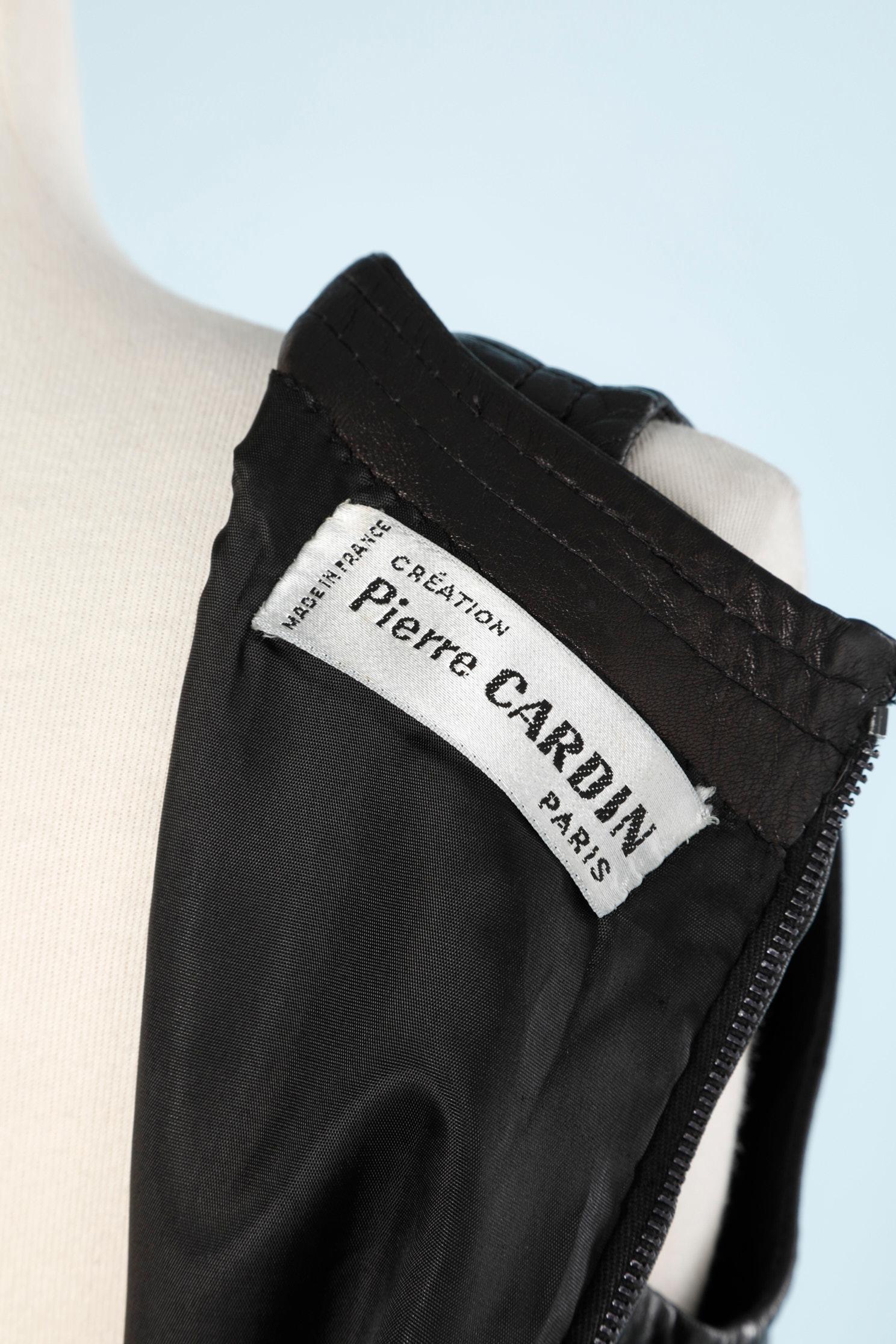 Black leather dress Pierre Cardin  For Sale 2