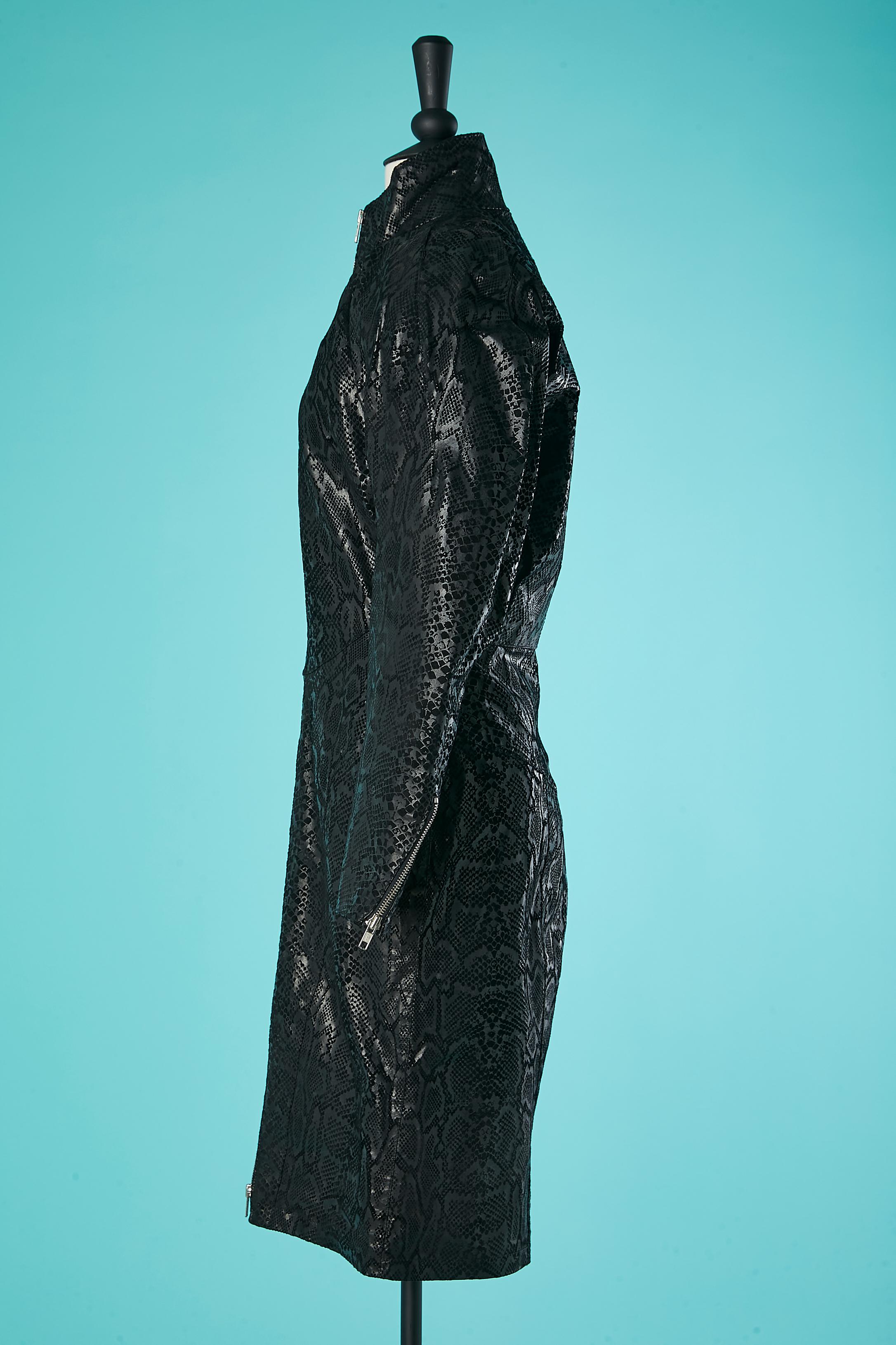 Schwarzes Lederkleid mit Pythonmuster Michael Hoban North Beach Leather  im Angebot 1
